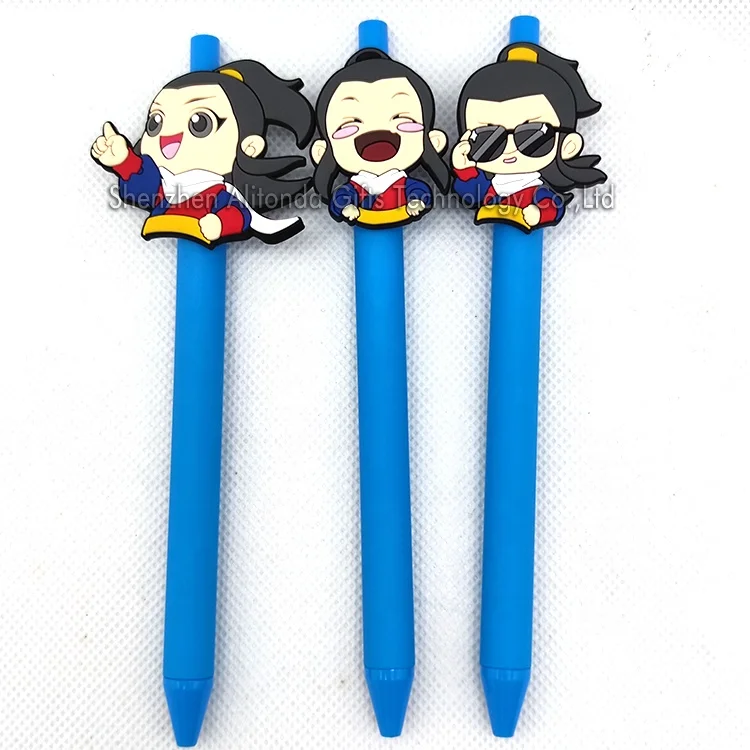 Custom promotional logo pen personalized shape baby cartoon figure pvc promotional ballpoint gel pen for advertising