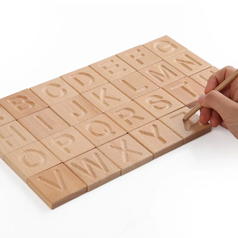 English Capital Alphabet Letters Board Cognition Writing Practice Home Work Preshoole Montessori Early Educational Wood Toys
