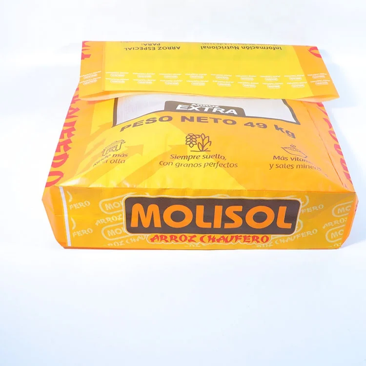 Square bottom rice packaging bag 5kg 10kg,25kg 50kg woven bag for rice,49kg pp rice sack bag