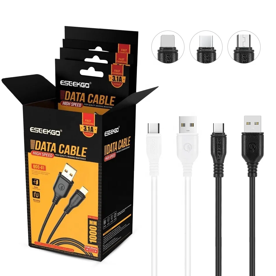  Eseekgo Высокое качество 1 м 3.1A Быстрая зарядка Micro USB Тип C Плетеный Usb-кабель для