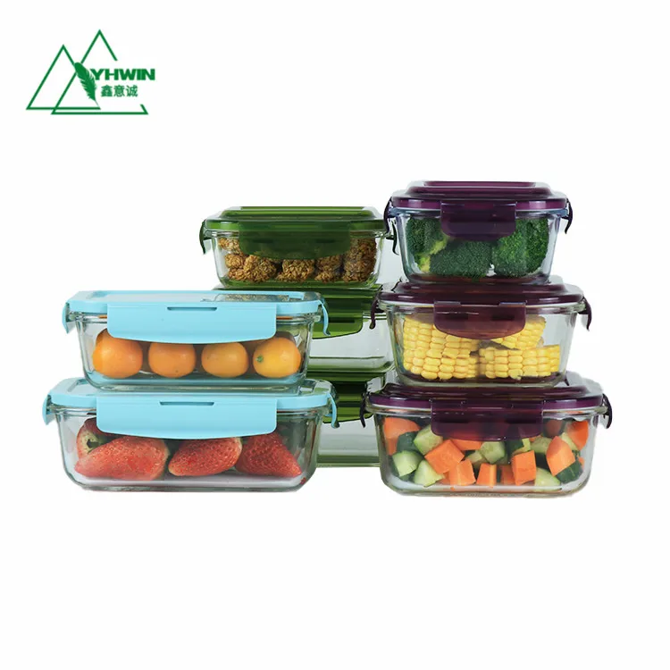 Airtight large glass meal prep containers high borosilicate glass food containers storage with lid