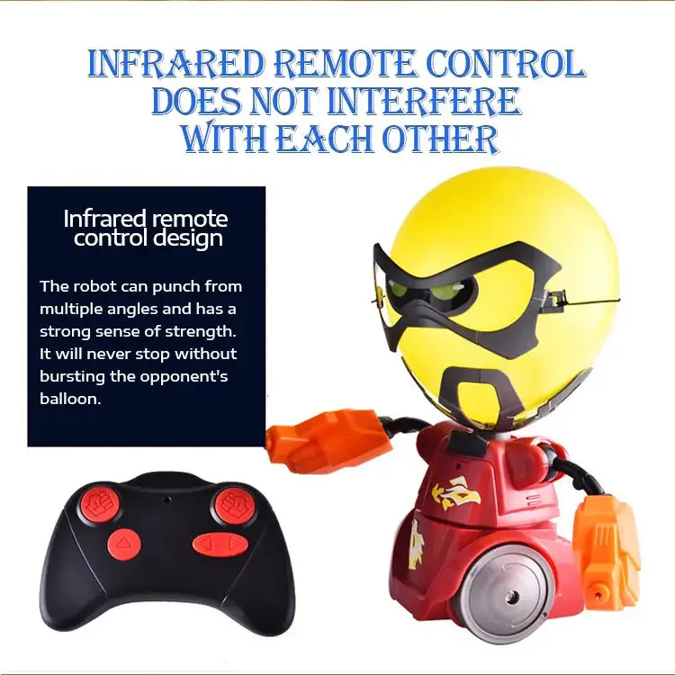 2 Players Interactive Electric Toy RC Boxing Fighting Robot Remote Control Battle Balloon-man Robot with Light&Sound Fun for Kid