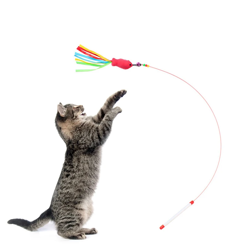Toys for Cats Interactive Cat Product Dangler Stick Toy Feather Plush Wand Cat Teaser