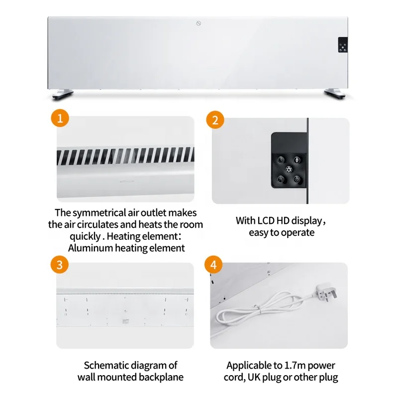 Portable Electric Panel Heater Wifi Convector Heater Heating Panel Electric Heatetr Aluminum Heating Element Fast Heating 1500W