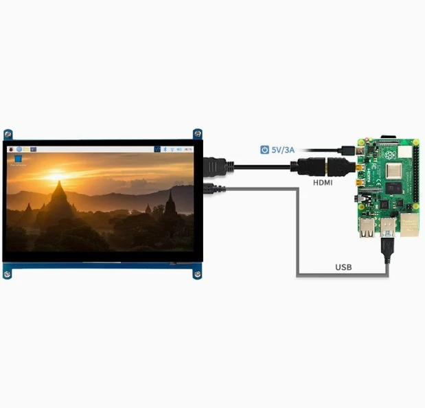 Raspberry Pi 5/4th generation B 3B+7inch H*MI LCD (C) display screen C-type touch screen IPS screen H*MI ultra clear LCD