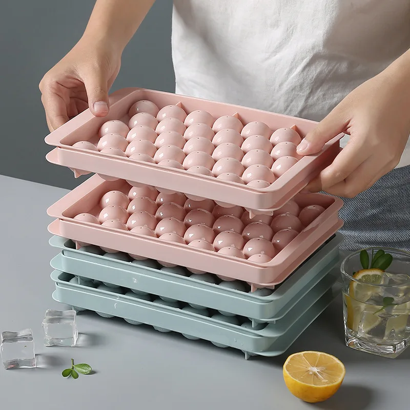 Press Ice Tray Food Grade Silicone Ice Cube Round Ball Storage Box Ice Maker