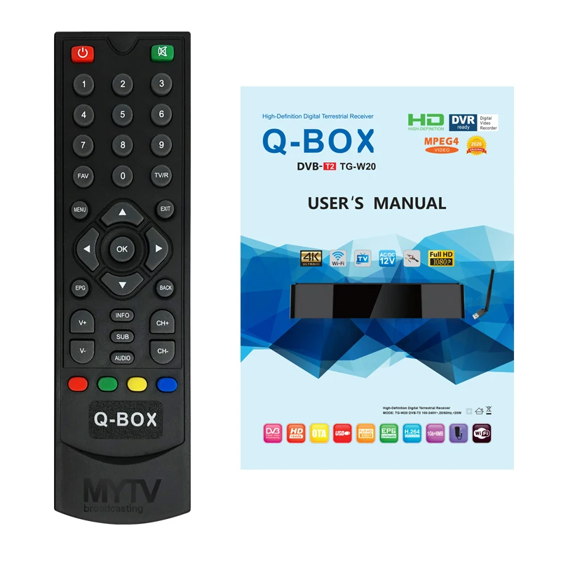 Q-BOX TG-W20  USB2.0 DVB T2 TV Tuner Wifi DVB-T2 Receiver Full-HD 1080P Digital Mini TV BoxSupport MPEG H.264 hot sale