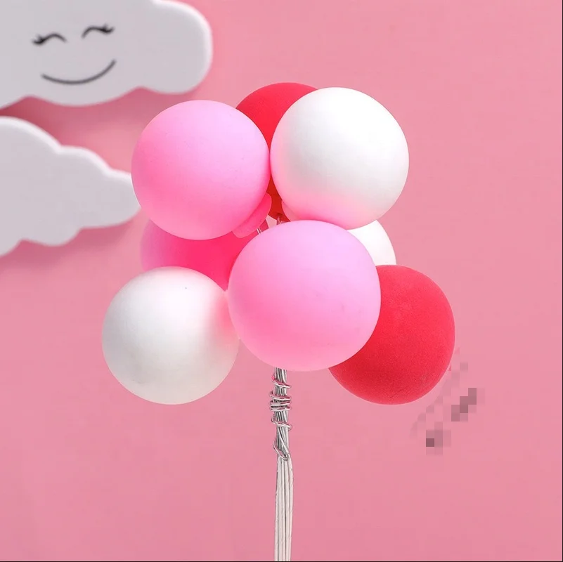 Mini Balloon Cake Toppers Colorful Cake Topper Round Clay Balls Cupcake Toppers for Kids Birthday Baby Shower