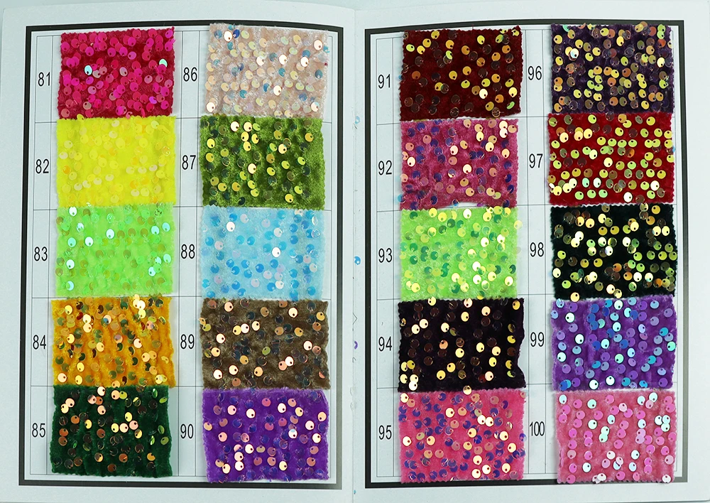 5mm Shiny Multi-Color Sequin Velvet Fabric 3D Embroidery Crepe Sequin Lace Fashion Dresses Accessories Pillows Stock Available