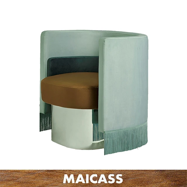 
Shiny gold base colorful velvet hotel chair 