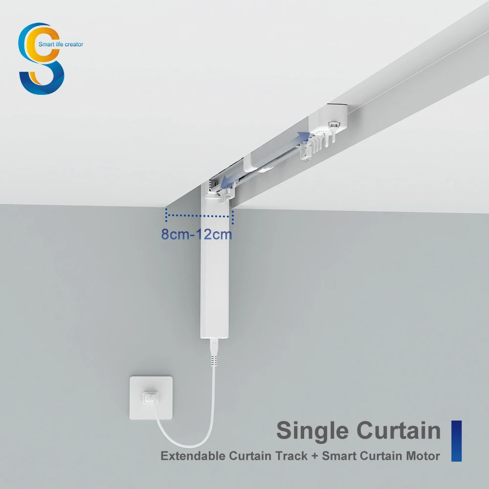 Flexible Ceiling Mount Room Divider 1.2-4.5m Smart Telescopic Motorized Simple Curtain Rod With Track
