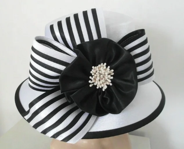 The Satin Felt case-hardened Royal Club Comfortable Fashion Wide Brim Formal Party  lady church new elegant women hats