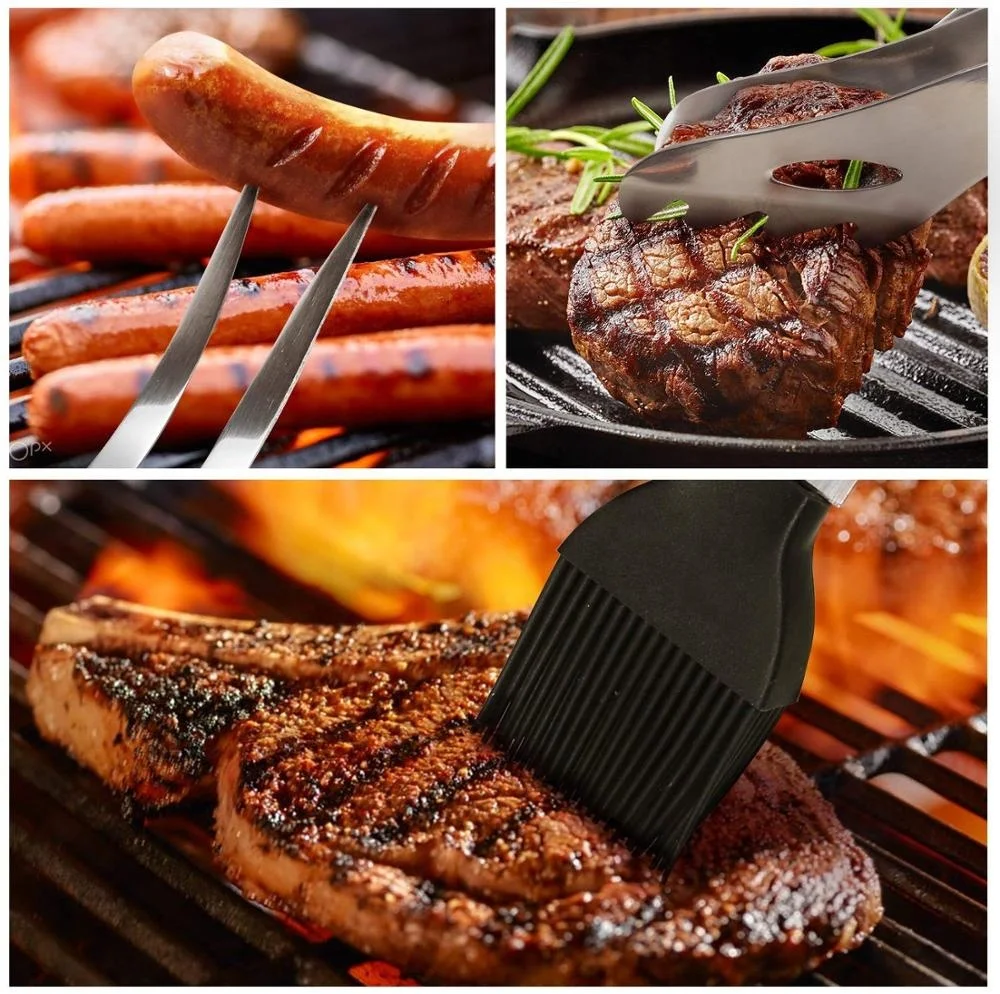 
Stainless Steel Barbecue Grilling Accessories with Aluminum Case, Spatula, Tongs, Skewers BBQ Grill Tool Set Premium Grilling Accessories for Barbecue
