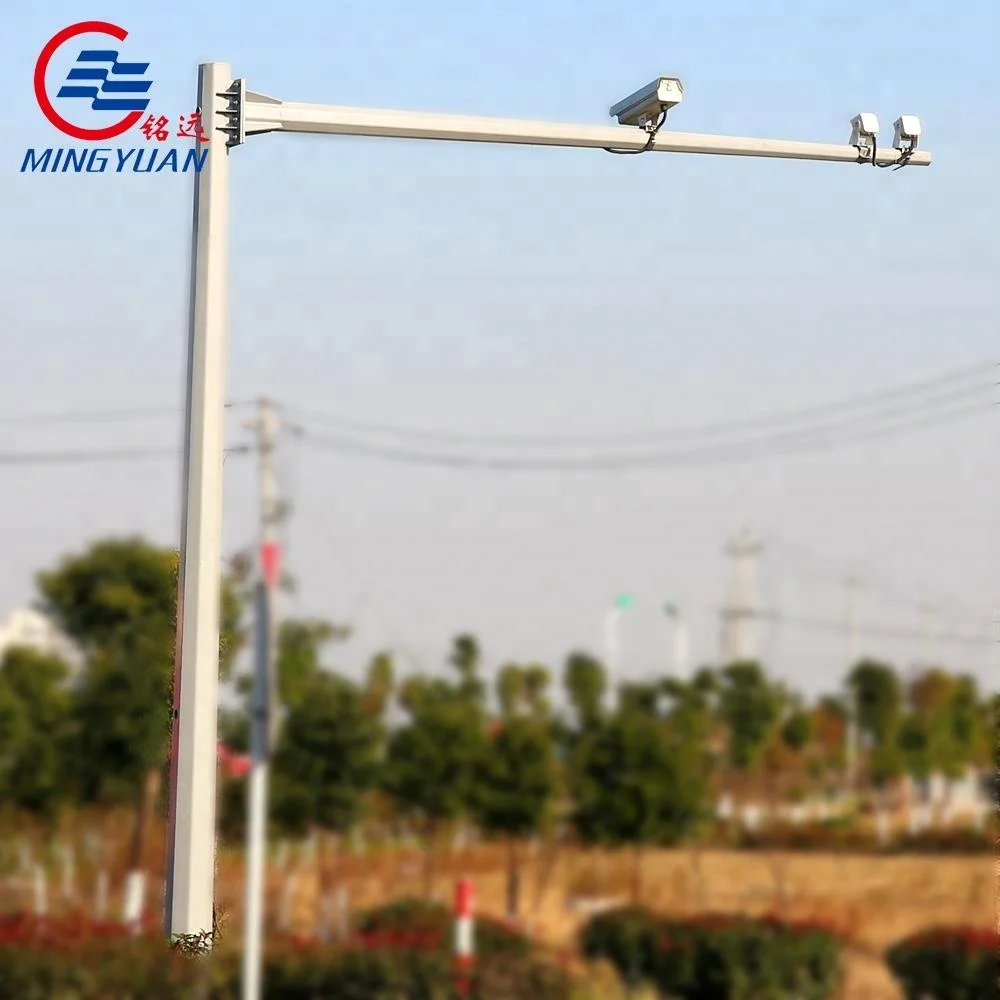 Double Arms HDG and Powder Coated CCTV Camera Monitor Pole