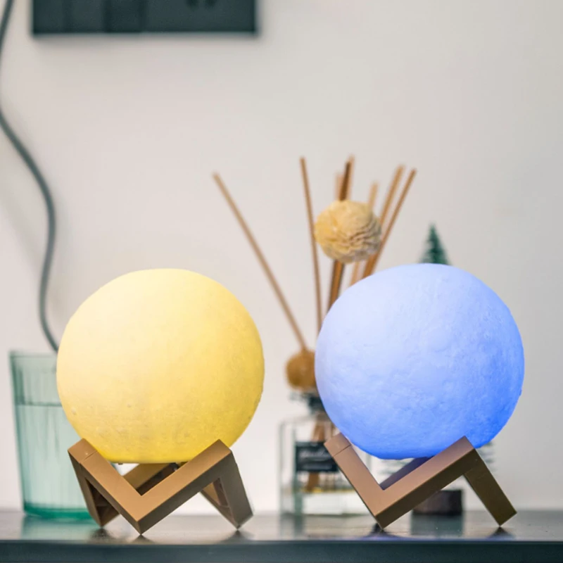 Good design Touch Table Desk Lamp Changing Lights Led 3D Moon Night lamp with Acrylic ball & ABS Base & USB Charger
