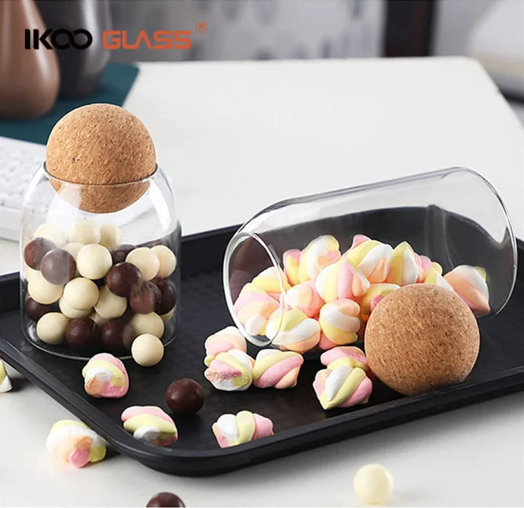 Good sealing high borosilicate glass jar with cork lid Different Sizes Coffee Container for Kitchen Counter, Pantry, Tea, Sugar