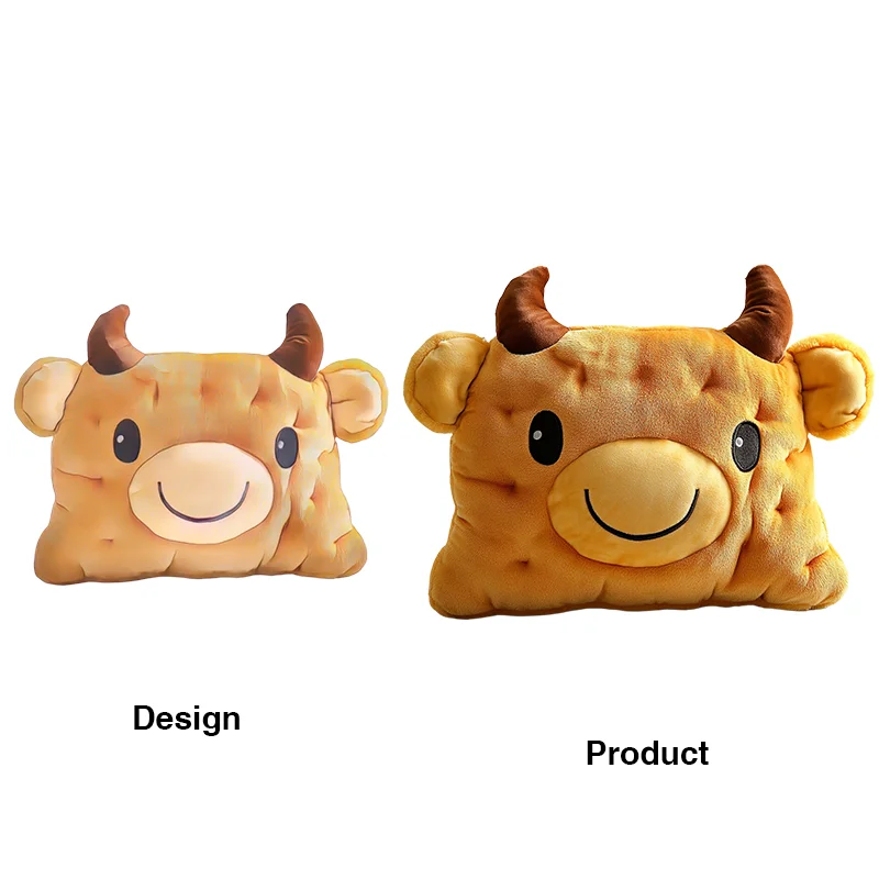 Kawaii Cartoon Design Cotton Doll Stuffed Animal Cow Cartoon Arm Warmer Reusable Plush Hand Warmers Pillow