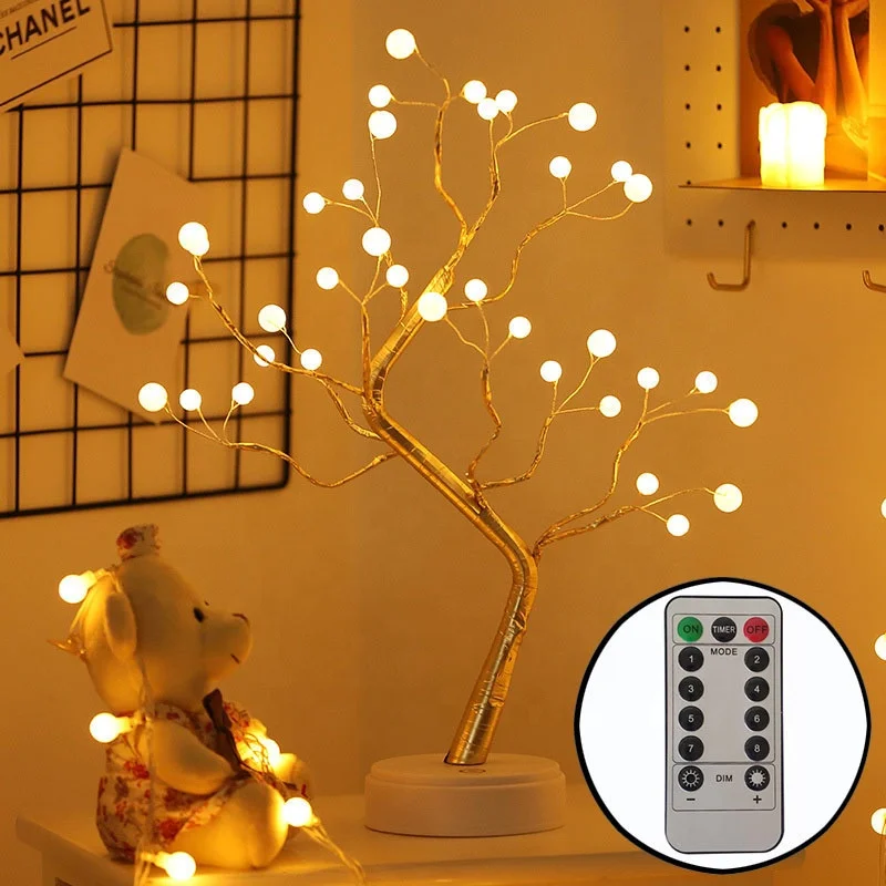 Mini Christmas Tree LED Night Light with Copper Wire Festival Decor for Home & Bedroom IP44 Girl Room Ornament Lights
