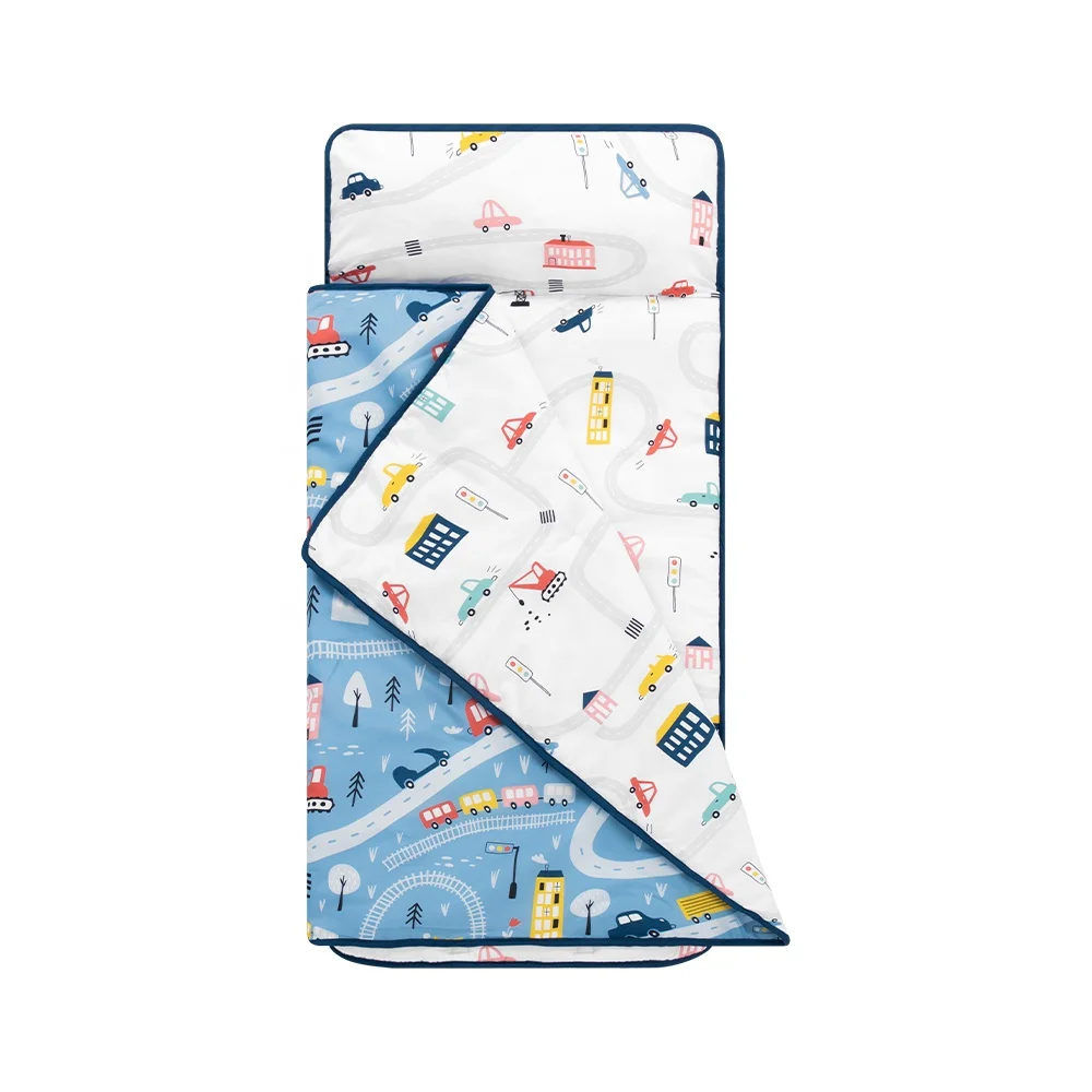 
Blue Dinosaur Themed Kids Bedding Sleeping Nap Mat With Pillow For Kids 