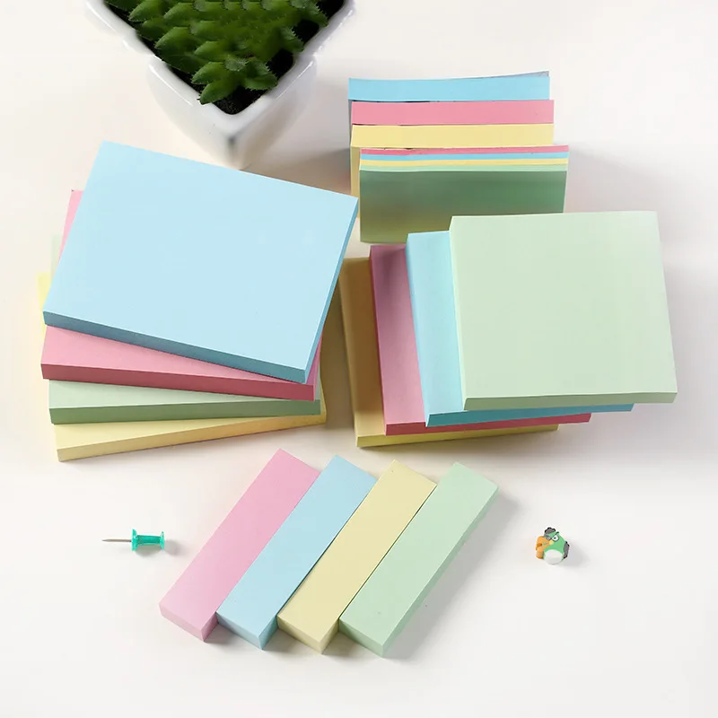 100 Sheets Square Candy Color Sticky Note Self-Adhesive Memo Pad Office Index Stickers Bookmark Diy Handbook Decor School Supply
