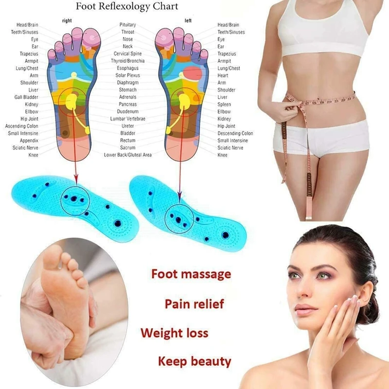 Foot Acupressure Shoe Pads Lose Weight Magnetic Insoles Foot Pain Relief Therapeutic Acupuncture Close Box Shoes Insoles