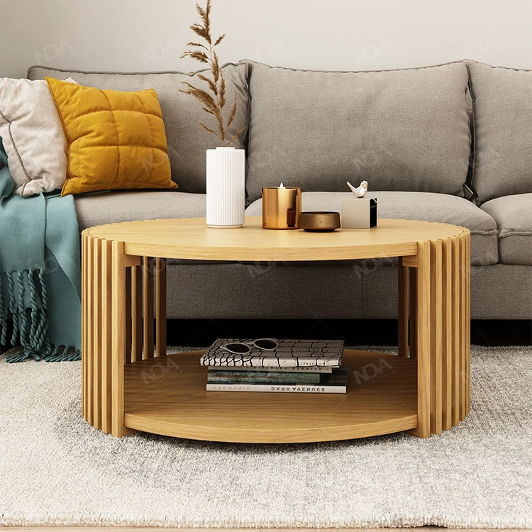 New Luka Series Modern Style Round Solid Wood Coffee Tea Table for Home Living Room Furniture Leisure Central End Shelf
