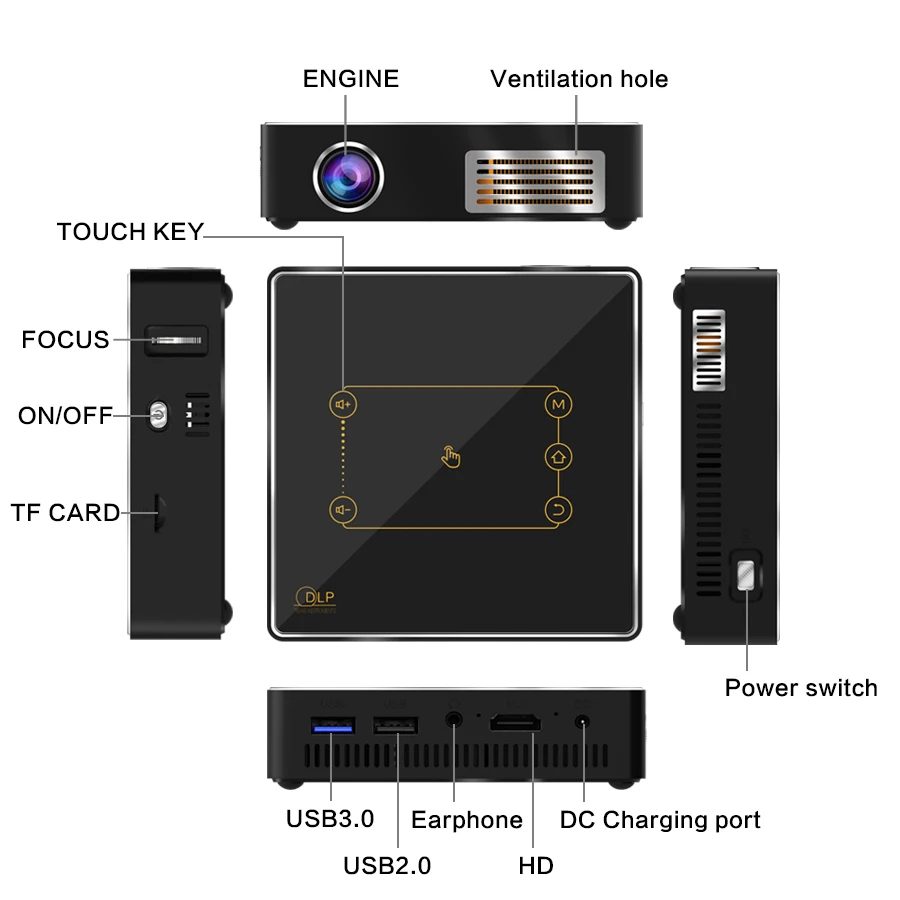 C9 Plus портативный мини смарт-проектор 4K Android 7 1 WiFi DLP поддержка 1080p с батареей 150 Ansi-люмен