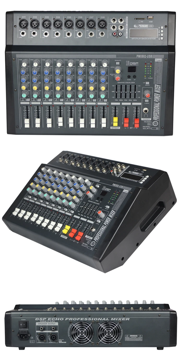 Профессиональный аудио силовой миксер PMX802 с