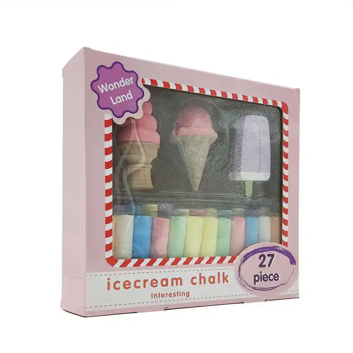 27pcs Ice Cream Sidewalk Chalk Set Jumbo Colored Chalk Gypsum & Calcium Material for Writing