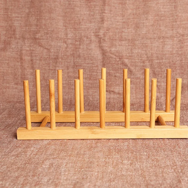 Wholesale Eco-friendly bamboo dish drying rack handmade kitchen plate storage rack