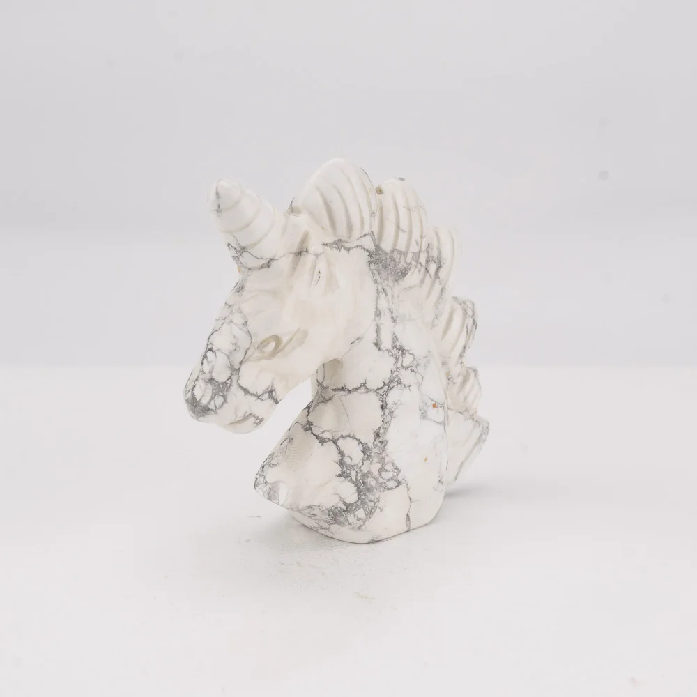 BZ JADE TIFA Factory Wholesale Natural high quality Jade Carving howlite unicorn horse statue Gems horse head for home decor