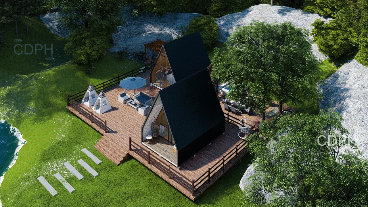 A frame Roof Prefabricated House Casa Prefabricada Modular Cabin Tiny Homes Triangular Maison Conteneur Prefab Houses