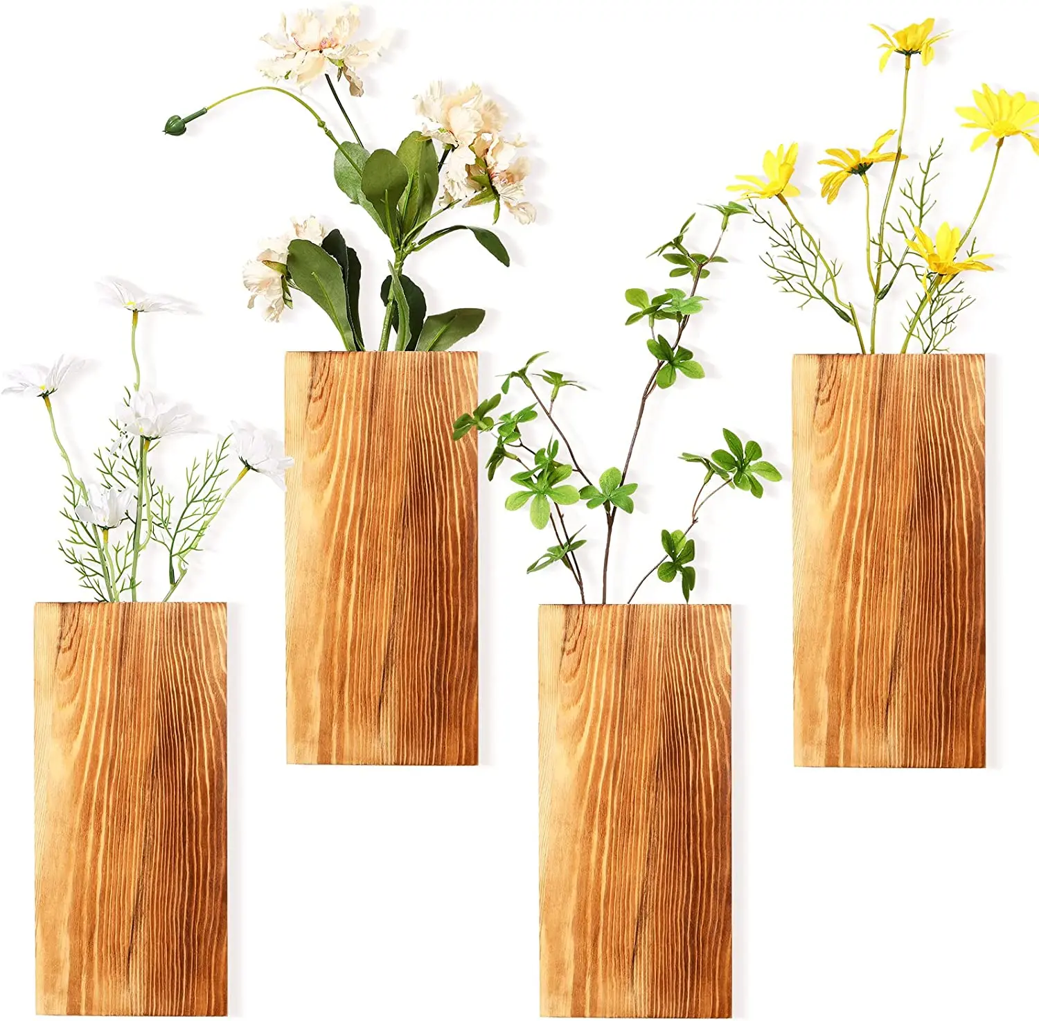 Wood Wall Planter for Dried Flowers Greenery Wooden Wall Hanging Vase Indoor Farmhouse Wall Mounted