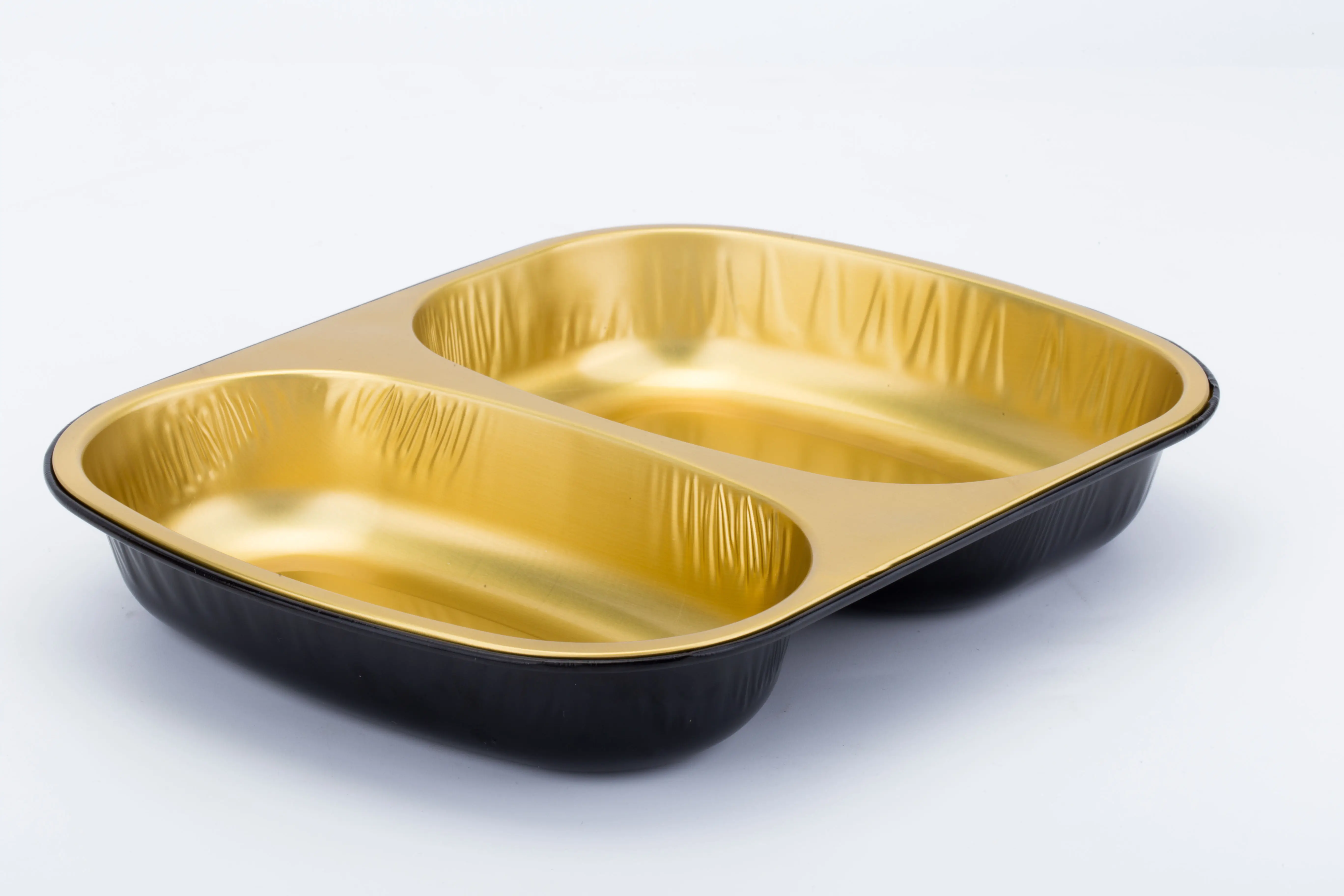 ABLPACK Disposable Biodegradable Fast Food Box 2 Compartment Disposable Food Foil Container Aluminum foil containers