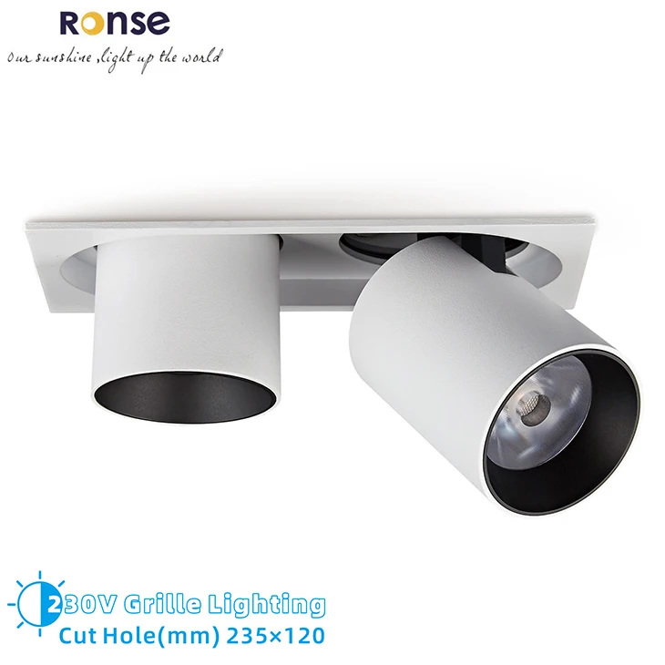 RONSE Manufacturer Custom 25W 35W Grille Light Led Industry Commercial Lighting 360 Degree Adjustable Ceiling Grille Lighting