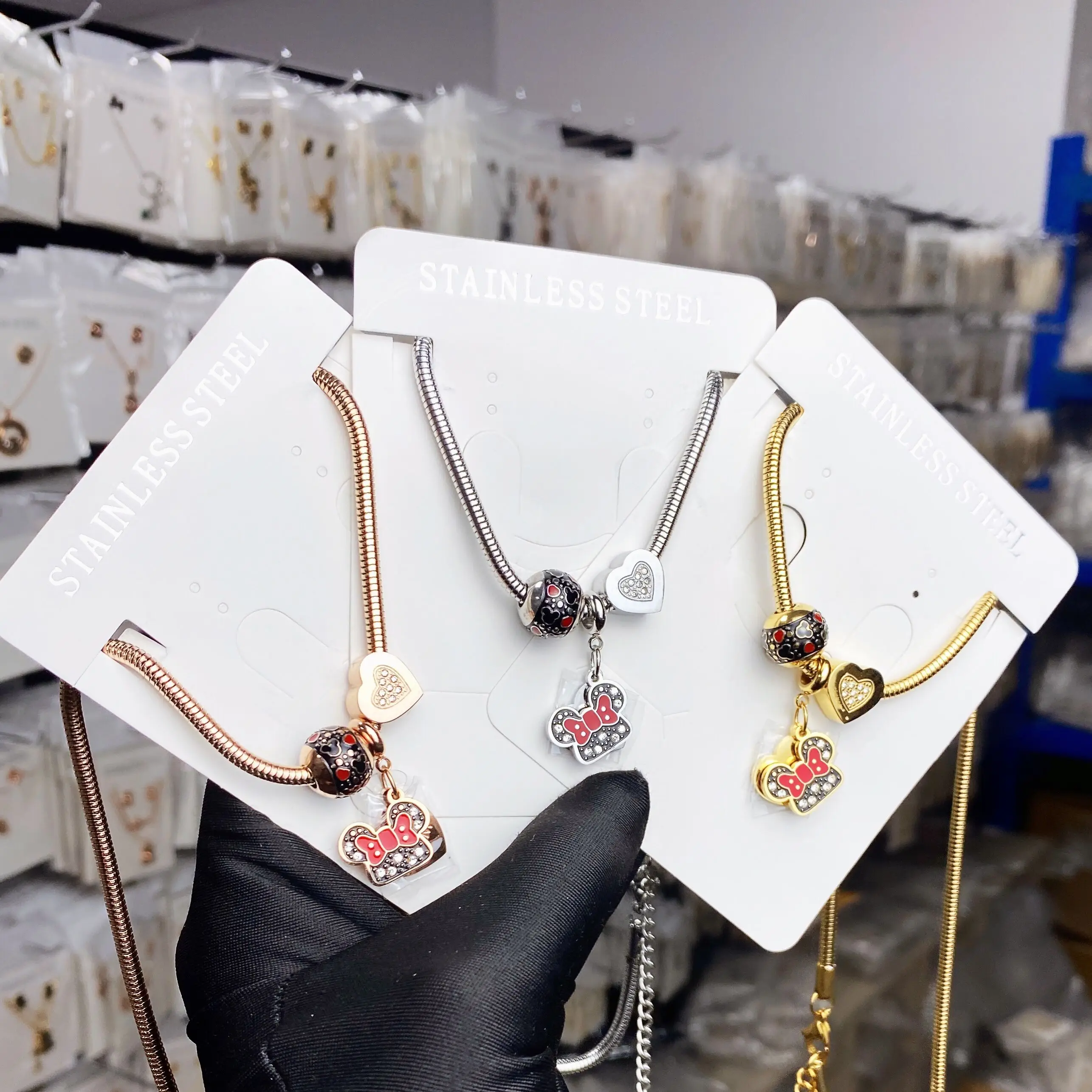 Titanium Steel Necklace Female Chain Simple Double Perforated Accessories Necklace Set Jewelry Women