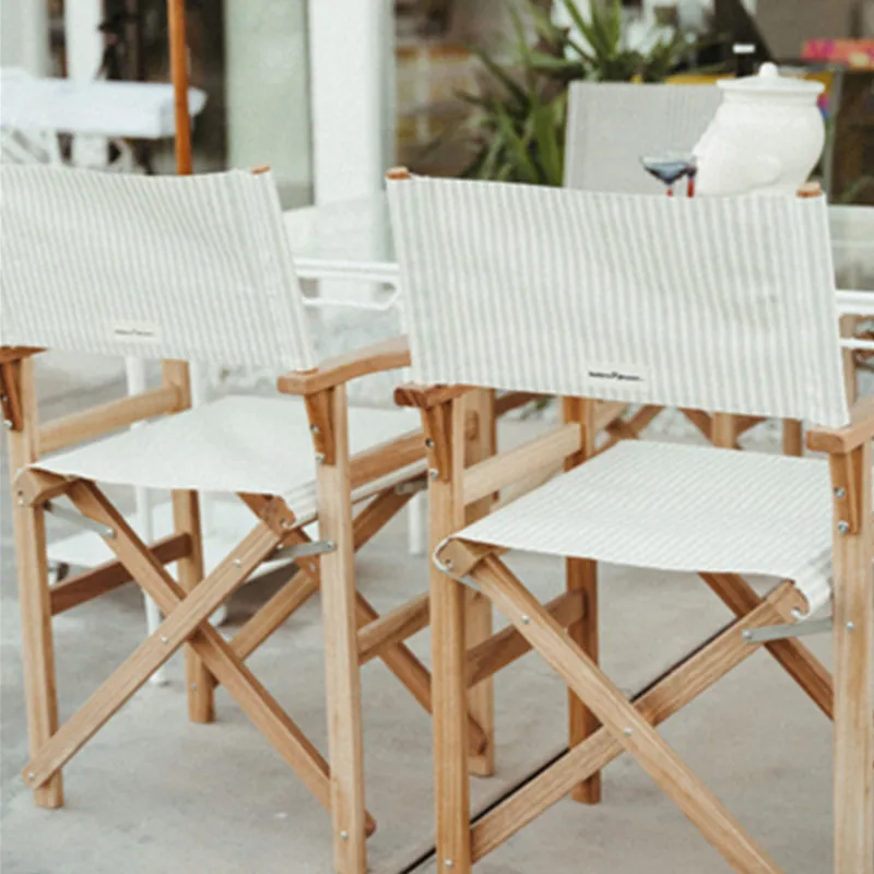 Custom Patio Furniture Luxury Outdoor Foldable Wooden Garden Dining Directors Chair for Restaurant Garden Boat Wedding Events
