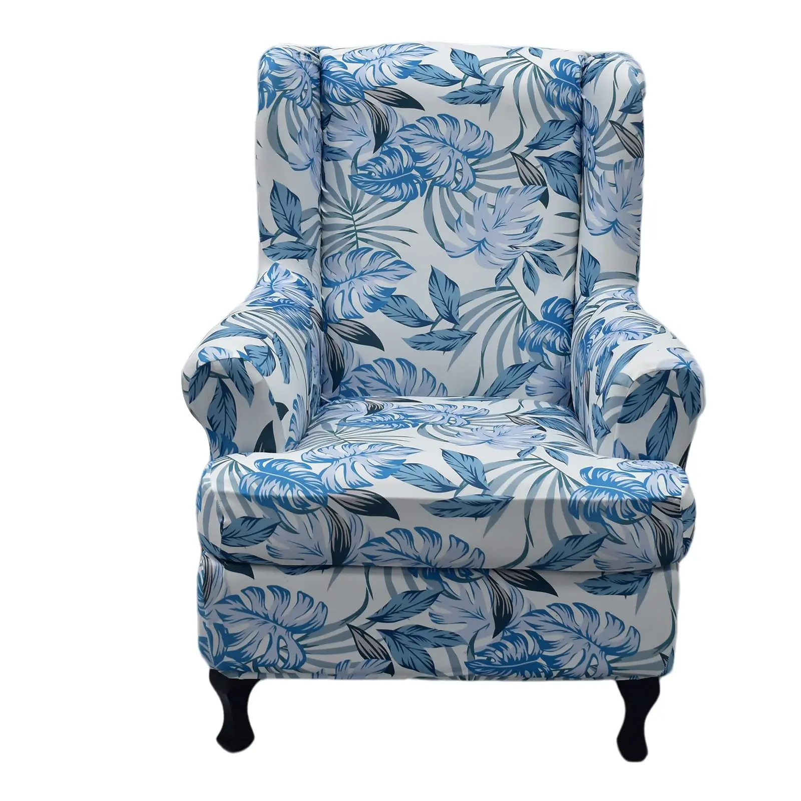 Printed Slipcovers Elastic Wingback Chair Covers Armchair Sofa Covers for office Chairs Stylish 2 Piece Set