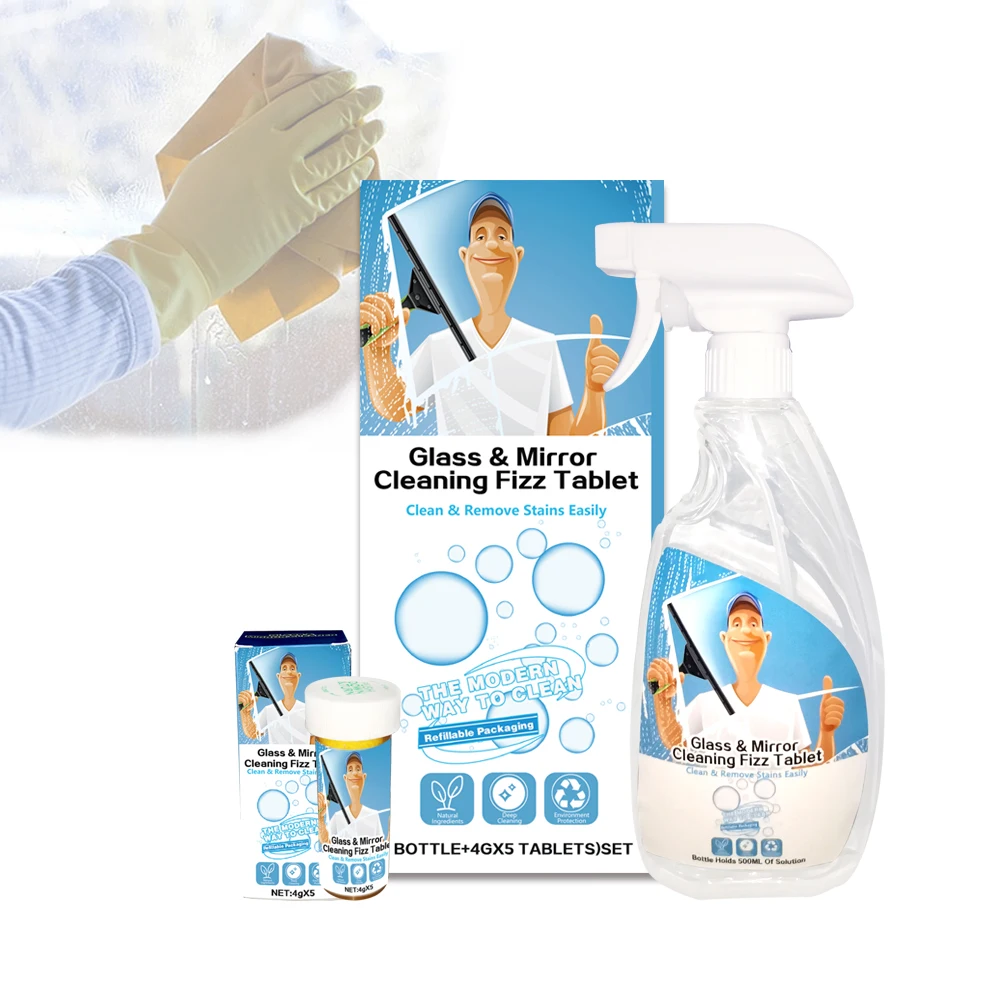 Custom OEM eco-friendly natural essential oil fizzy window mirror car glass cleaner effervescent cleaning tablet