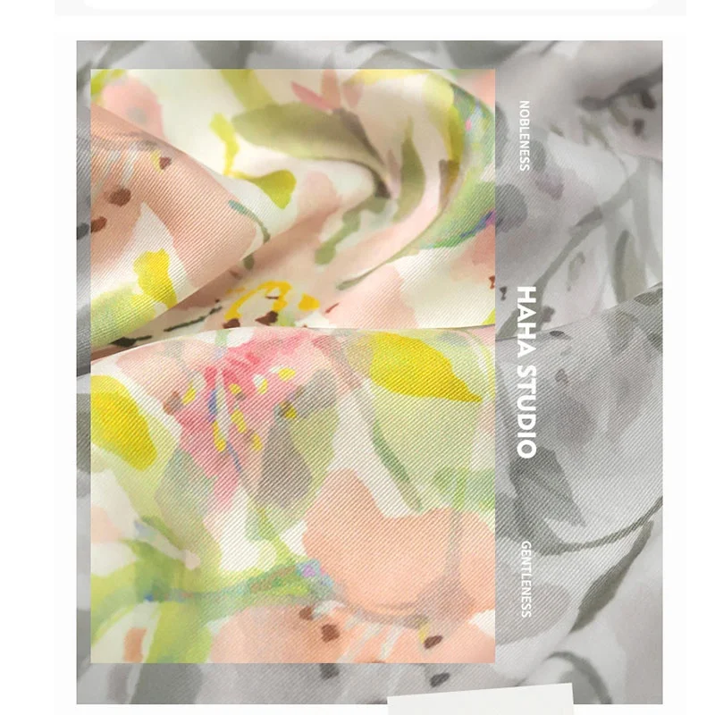 Twill  Korean printed fabric woven polyester active printed fabric dress fabric floral