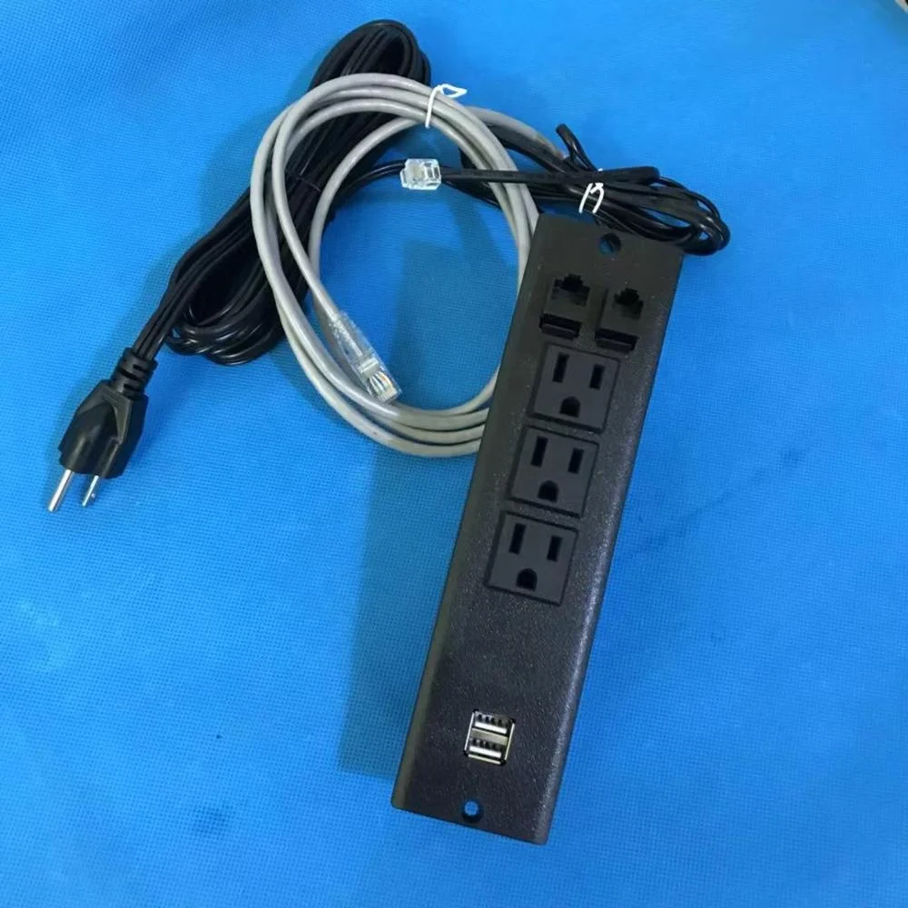 US Power Plug Recessed Desk Usb Outlet with Network Telephone / in USB Hub for Furniture