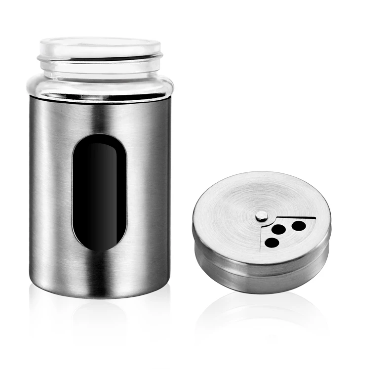 Kitchen Tools Round 70 ml Stainless Steel Herb Bottle BBQ Spice Containers 70ml Pepper Salt Shaker