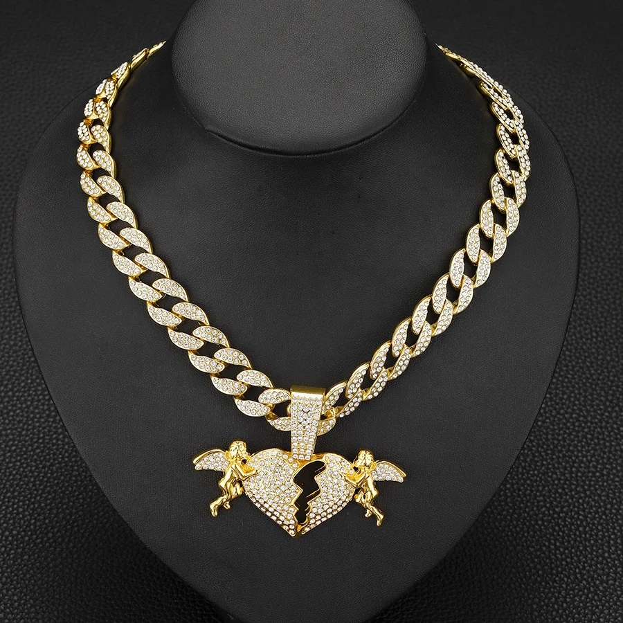 Angel Love Pendant Cuban Chain Hip Hop Niche Personalized Design Fashion Pendant Headpiece