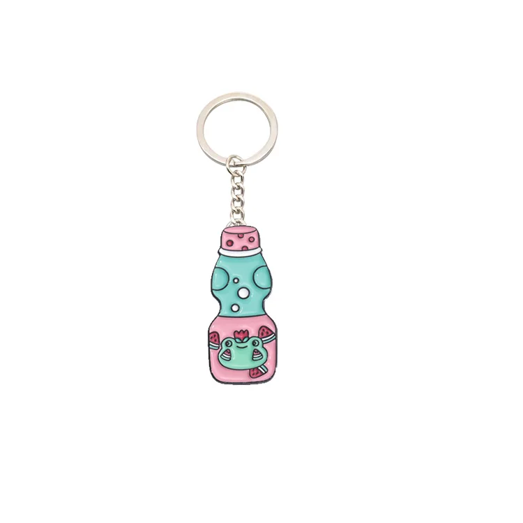 Wholesale Customised Cartoon  Brooch Fun Frog Enamel Keychain Llavero Custom Logo Cartoon Cute WAtermelon Keychains Keyring