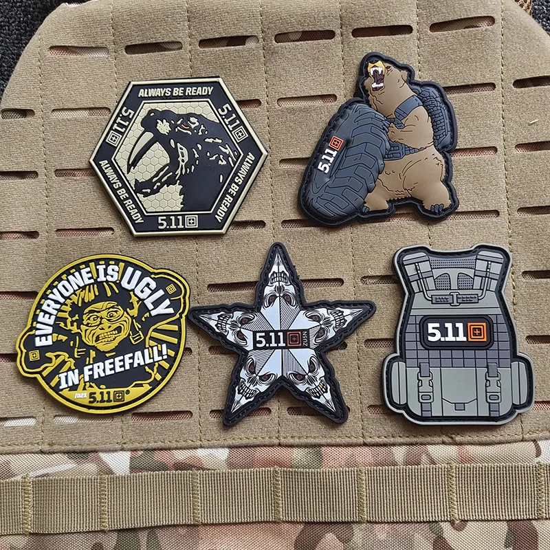 Ready to ship custom rubber pvc patches hook and loop Wholesale 511 tactical pvc patches