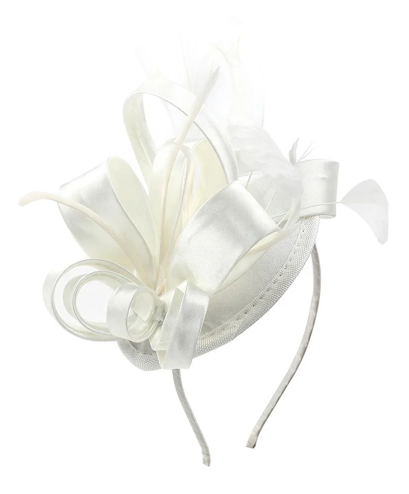 Amazon hot sale Tea party headband Kentucky Derby Wedding Cocktail Flower Satin Feathers hair clip Fascinators hat for women