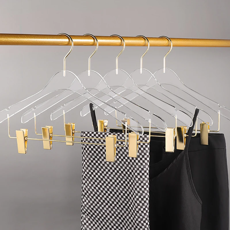 Clothing store acrylic display hanger wedding dress light luxury transparent crystal integrated garment clip fixed printing logo