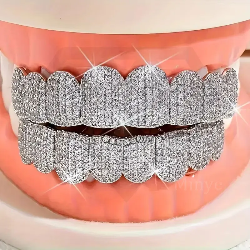 Hip Hop Jewelry  Grills Ice S925 Silver Moissanite Bling Bling Silver White Gold plated Diamond personality Custom teeth Grills