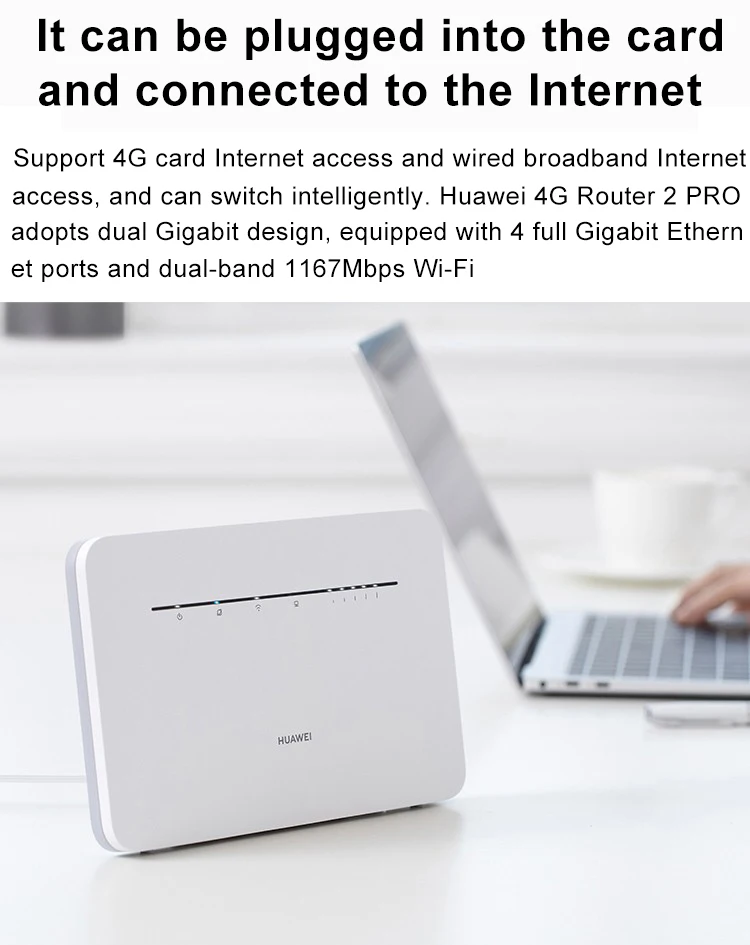 New HUAWEI B535-836 Router 4G CPE Cat 7 300Mbps Routers WiFi Hotspot Router with Sim Card Slot 4 Gigabit Ethernet ports