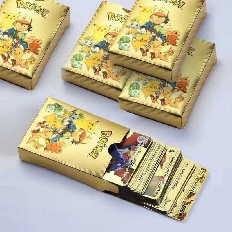 2022 Hot Sale English 55pcs Box Gold Venusaur Fake Pokemon Trading Game Cards For Sale